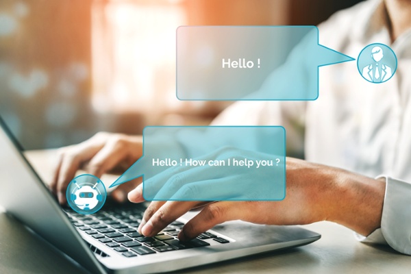 A chatbot responding to customers to improve help ticket response time