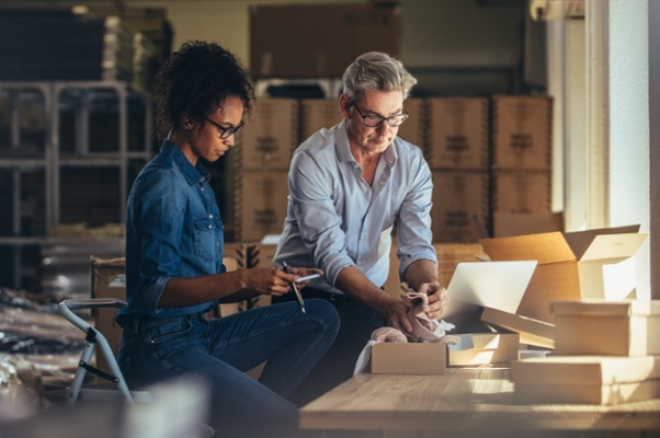 Business Owners Getting Packages Ready to Ship